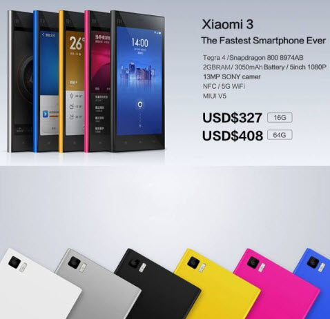 Xiaomi Mi3 chip Tegra 4 hay Snapdragon 800, 5 inch Full HD giá chỉ từ 327 USD