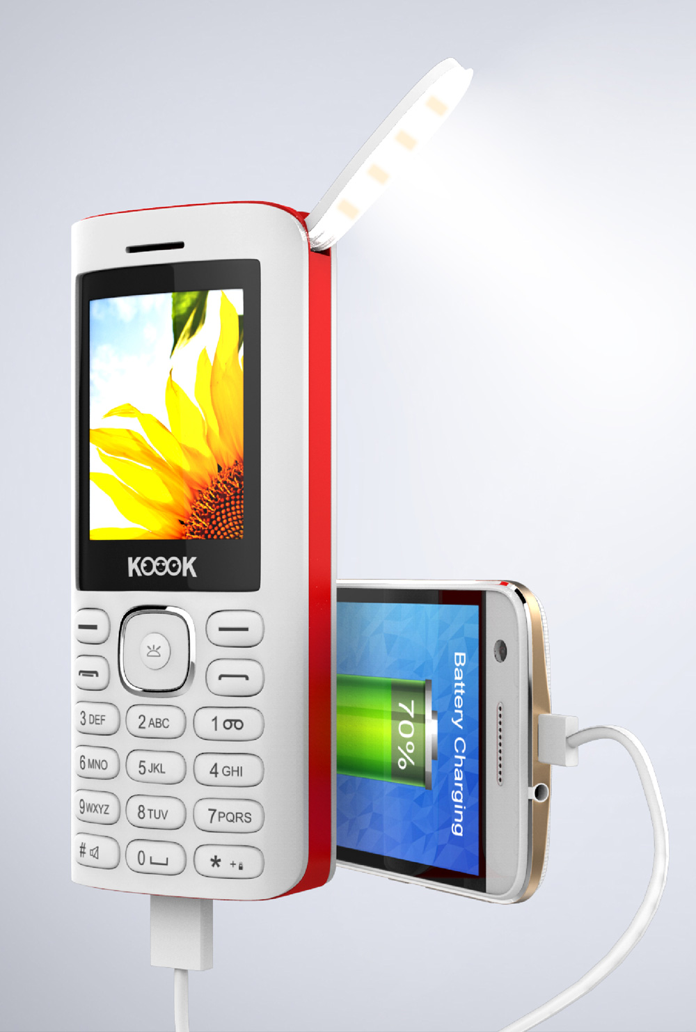 Điện thoại 3 SIM, pin 6000mAh tích hợp sạc dự phòng, đèn pin. Thương hiệu Đài Loan Koook B2, Bảo hành chính hãng tại HCM - Giá 540.000đ