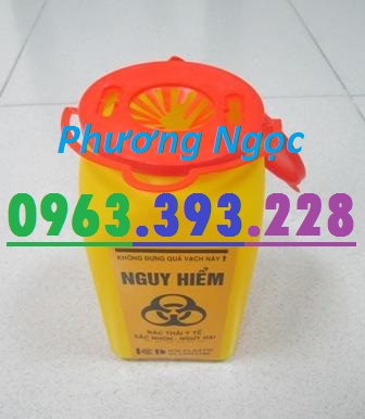 Hộp đựng vật sắc nhọn y tế 1.5 Lít, bình hủy kim tiêm y tế, bình đựng bơm kim tiêm