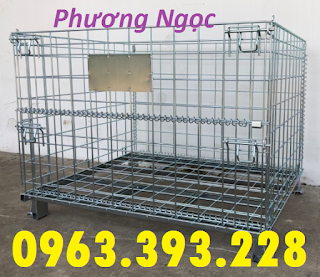 Lồng sắt trữ hàng, sọt lưới thép, lồng chứa hàng có bánh xe, sọt sắt đựng hàng 