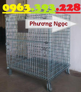 Lồng trữ hàng có bánh xe, lồng thép chứa hàng, xe đẩy lồng, pallet lưới