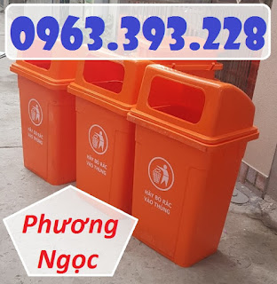 Thùng rác 90 Lít nhựa HDPE, thùng rác cửa ngang, thùng rác nắp hở