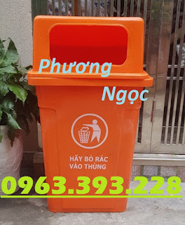 Thùng rác công cộng 90L, thùng rác 90L nắp hở, thùng rác nhựa HDPE 90L nắp hở