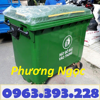 Xe gom rác nhựa 4 bánh, xe gom rác 660L, xe đẩy rác công cộng, thùng rác 4 bánh nhựa HDPE