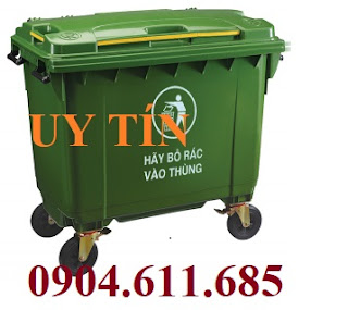 Xe gom rác nhựa công nghiệp, Thùng rác 660l, thùng rác công nghiệp, thung rac