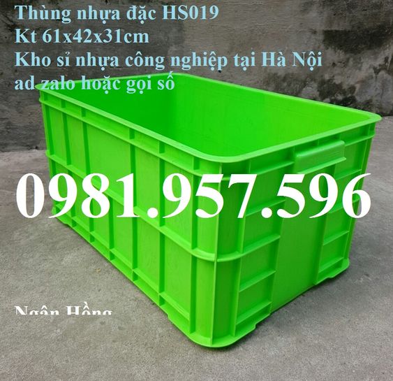 Sóng Nhựa Bít 3T1  HS019, thùng linh kiện, thùng nhựa dùng trong các nhà máy, thùng nhựa đặc, thùng vận chuyển hải sản, thùng nhựa có nắp