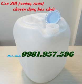 Can hóa chất, can 20l, can có nắp chống tràn