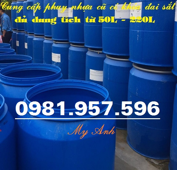 Phuy nhựa khóa đai sắt, phuy nhựa 50L, phuy nhựa 70L