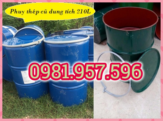 Phuy sắt nắp mở, phuy thép có dai, phuy sắt 200L