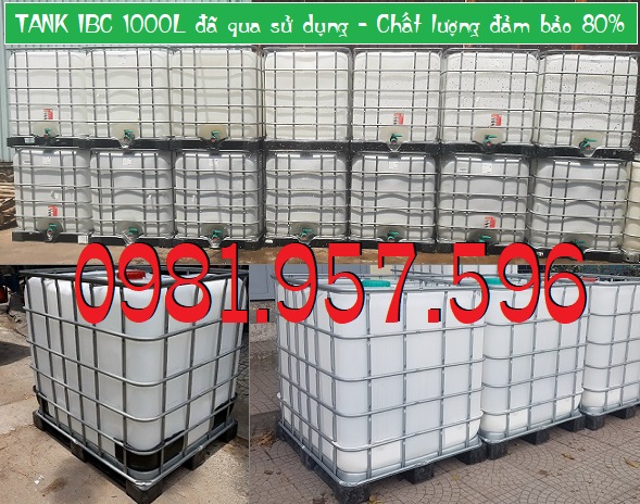 TANK IBC 1000L cũ, bồn nhựa đựng keo, bồn đựng hóa chất