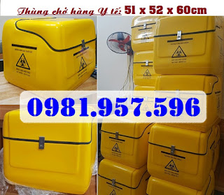 Thùng chở chất thải Y tế sau xe máy, thùng chở rác Y tế