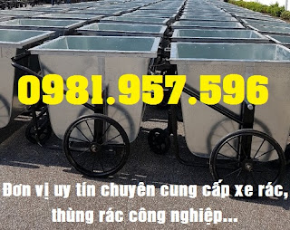 Xe rác công nghiệp, xe rác 400L, xe rác 500L, xe rác tôn có nắp